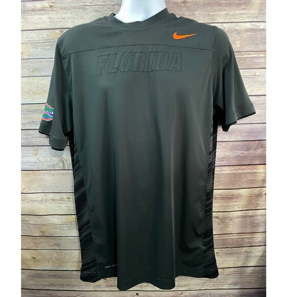 Nike Dri-Fit Shirt Size M Black/Gray Orange Swoosh University of Florida - Picture 1 of 9